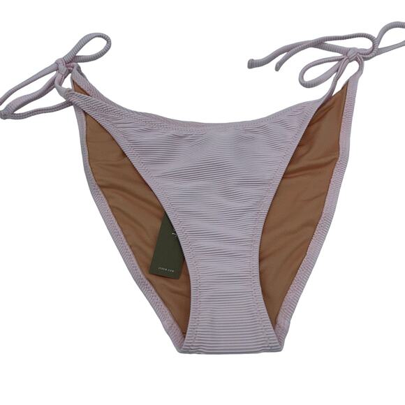 New J. Crew Pink Ribbed Side Tie Cheeky Bikini Swim Bathing Suit Bottom Medium - Picture 2 of 8
